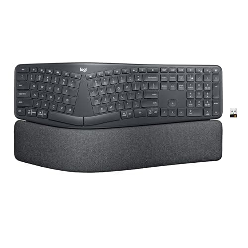 Best Computer Keyboards #6 from Logitech Logitech ERGO K860 Wireless Ergonomic Keyboard - Split Keyboard, Wrist Rest, Natural Typing, Stain-Resistant Fabric, Bluetooth and USB Connectivity, Compatible with Windows/Mac, Black