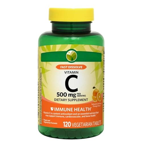 Best Vitamin C Supplements #7 from KP+ KP+ Spring Valley Vitamin C 500 mg | Fast Dissolve | Immune Health Vitamin Supplement | Orange Flavor | 120 Vegetarian Tablets | Pack of 1
