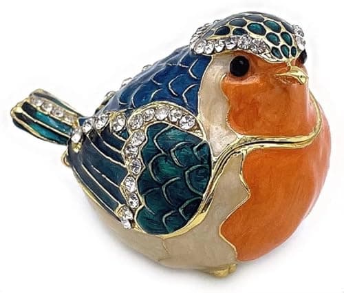 Best Small Birds Figurines #9 from Generic JWT Astyle Robin Bird Hinged Jewelry Box with Stones, Collectible Animal Trinket Box.Rings Earrings Storage Boxes,Bird Figurine Home Decor Gift