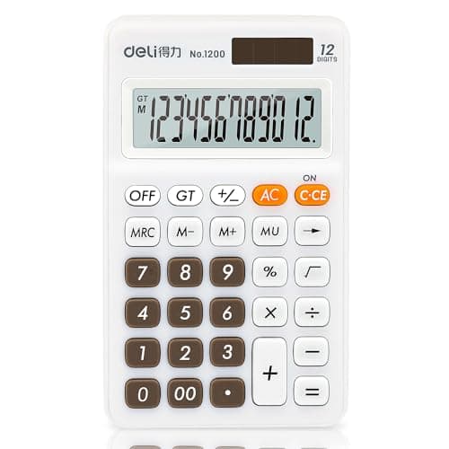 Best Standard Function Calculators #3 from deli Deli Standard Function Basic Calculator, 12 Digit Desktop Calculator with Large LCD Display, Solar Battery Dual Power Office Calculators, White