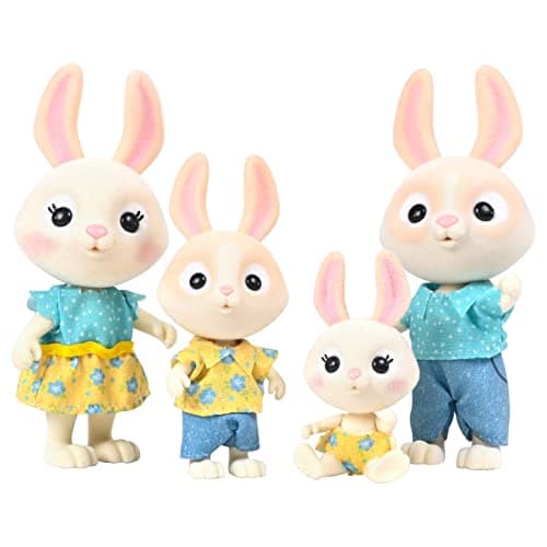 Best Easter Gifts for Kids #8 from Honey Bee Acres Honey Bee Acres The McScampers Rabbit Family, 4 Mini Flocked Doll Play Figures, Bunny Collectibles, Pretend Play Toys for Kids, Valentines, Easter Basket, Birthday Gift for Girls 3+