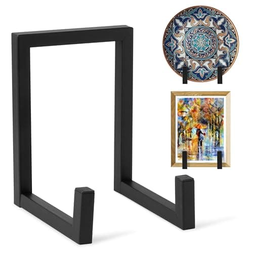 Best Plate Holders #10 from GQIRIL GQIRIL Plate Holder Stands for Display - 8 Inch Metal Picture Plaque Frame Photo Stand Displaying, Large Black Easels for Books Platters Artworks Collectibles Dishes Creation Tabletop Decor