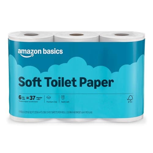 Best Toilet Papers #1 from Amazon Basics Amazon Basics 2-Ply Soft Toilet Paper, 6 Rolls (1 Pack of 6), Equivalent to 37 Regular Rolls, Packaging May Vary