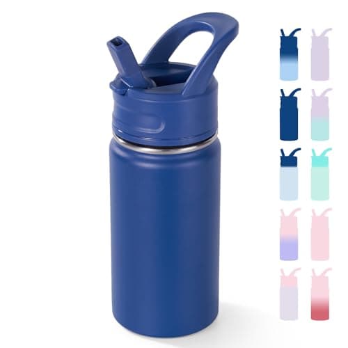 Best Kids Water Bottles #4 from Fijinhom Fijinhom 12oz Kids Water Bottle for School, Toddler Water Bottles with Straws, Insulated Water Bottles for Boys&Girls, Stainless Steel Vacuum Insulated Bottle for Kids, Leak-Proof, BPA-Free, Blue