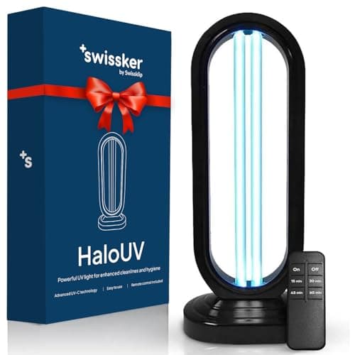 Best UV-C Light Sanitizers #8 from Swissklip Swissklip Swissker HaloUV, Mold Remover, Home Disinfection Device, Dust Mites Remover, UV Light Sanitizer, Ultraviolet Sanitizer for Home, Room & Kitchen, Ultraviolet Light with 4 Speed Timings