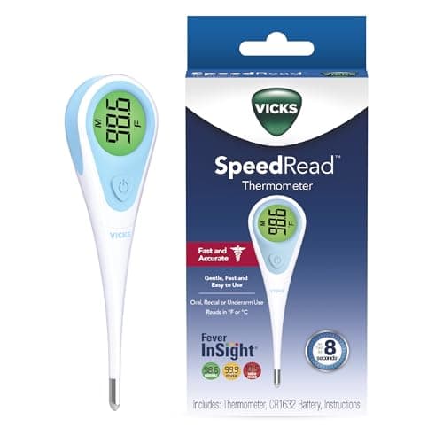 Best Thermometer for Adults #4 from Vicks Vicks SpeedRead Digital Thermometer for Baby, Kids & Adults, Color-Coded Readings, Oral, Baby Rectal Thermometer or Under The Arm, Water Resistant