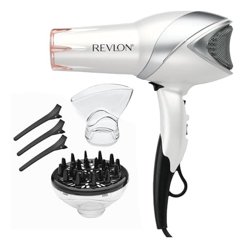 Best Hair Dryers #7 from REVLON REVLON Infrared Hair Dryer with Diffuser & Concentrator - Ionic Ceramic Blow Dryer for Frizz Control, Shine, Soft Hair & Moisture Protection - 1875W Professional Salon-Quality (White)