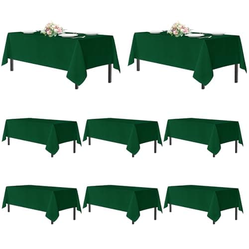 Best Green Tableclothes #5 from sancua sancua Tablecloths for 6 Foot Rectangle Tables, 8 Pack - Washable Polyester Fabric Table Cloth for Chirstmas Party, Birthday, Banquet Reception, 54x108 Inch Hunter Green