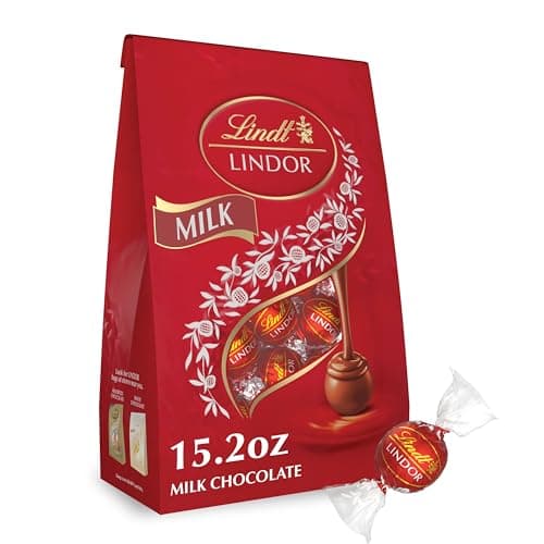 Best Lindt Chocolates #8 from Lindt Lindt LINDOR Milk Chocolate Candy Truffles, Milk Chocolate with Melting Truffle Center, 15.2 oz. Bag