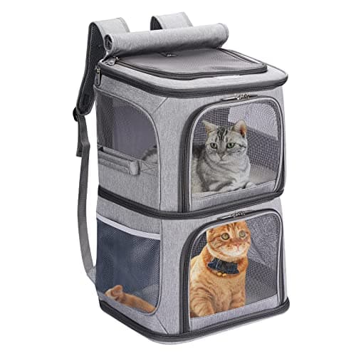 Best Portable Pet Carrier Backpackы with Ventilation #8 from VOISTINO VOISTINO 2-in-1 Double Pet Carrier Backpack for Small Cats and Dogs, Portable Pet Travel Carrier, Super Ventilated Design, Ideal for Traveling/Hiking/Camping, Large Size
