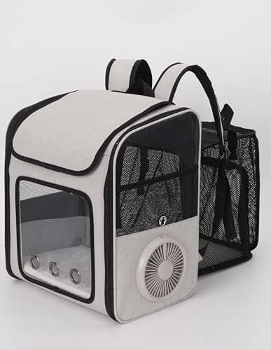 Best Portable Pet Carrier Backpackы with Ventilation #10 from LINCAE LINCAE Cat Backpack Carrier with Built-in Cooling Fan & Heating Pad, Expandable Pet Backpack for Cats and Small Dogs up to 16 lbs, Ventilated Travel Carrier for Hiking, Walking & Outdoor, Grey