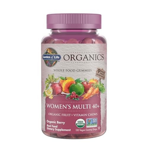 Best Organic Multivitamins for Women #7 from Garden of Life Garden of Life Organics Women 40+ Gummy Vitamins - Berry - Certified Organic, Non-GMO, Vegan, Kosher Complete Multi - Methyl B12, C & D3 - Gluten, Soy & Dairy Free, 120 Real Fruit Gummies