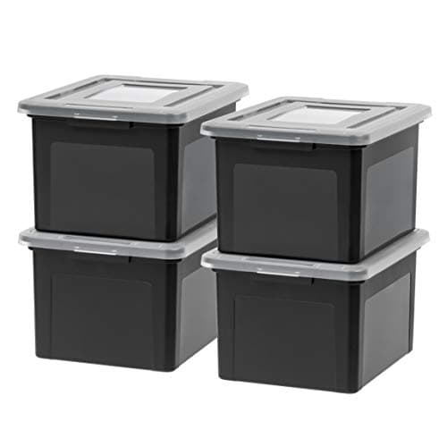 Best Plastic File Boxes #7 from IRIS USA IRIS USA File Box, Plastic File Organizer with Lids for Letter/Legal File, Portable Document Box For Moving, Storage Bin with Durable and Secure Lid, Stackable Nestable BPA-Free, Black 35 Qt. 4 Pack