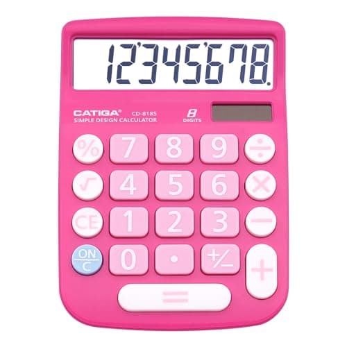 Best Standard Function Calculators #7 from CATIGA CATIGA Desktop Calculator 8 Digit with Solar Power and Easy to Read LCD Display, Big Buttons, for Home, Office, School, Class and Business, 4 Function Small Basic Calculators for Desk, CD-8185