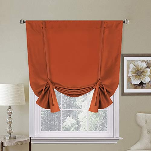 Best Orange Window Curtains #4 from H.VERSAILTEX H.VERSAILTEX Blackout Room Darkening Curtain Tie Up Shade Blackout Curtain for Bedroom Window (Rod Pocket Panel, 42 inches W x 63 inches L, Orange)