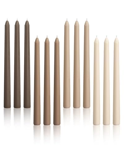 Best Brown Candles #5 from Viyffo Viyffo 10-Inch Taper Candles, 12-Pack – Smokeless & Unscented Long Burning Taper Candlesticks, Hand-Poured Candles for Home Décor, Weddings & Dinner, Brown