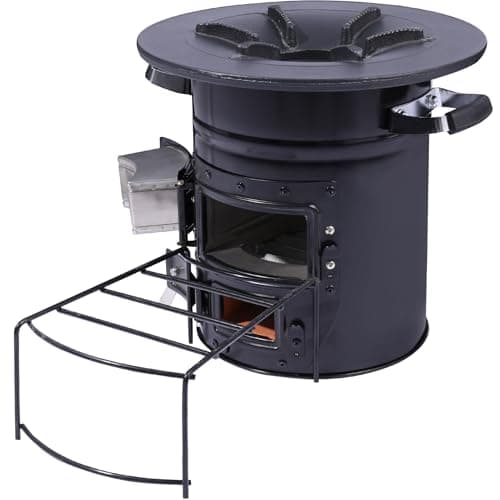 Best Rocket Stoves for Outdoor Cooking #7 from Lineslife Lineslife Camping Rocket Stove Wood Burning Portable for Cooking, Outdoor Camping Wood Stove with Carrying Bag for Backpacking Emergency RV Survival, Versatility of Fuel, Black Two Doors 12.6"