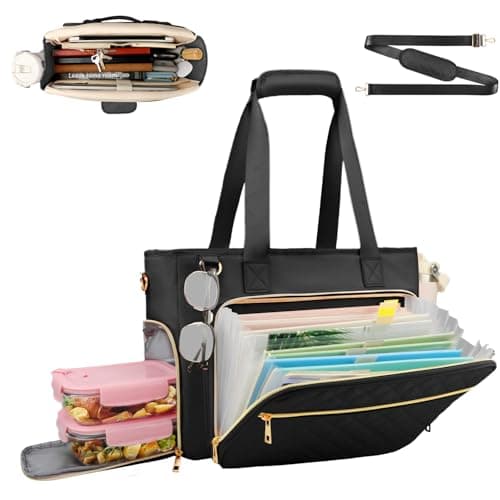Best Maxtop Backpackes #7 from ahzske ahzske Lunch Work Tote Bag for Women with Accordion File Organizer Pocket, 3 in 1 Daily Tote Bag with Insulated Lunch Compartment& 15.6 Inch Laptop Compartment for Business Teacher Nurse (Black)