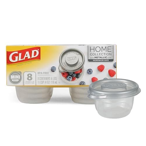 Best Small Containers with Lids #4 from Glad Glad GladWare Home Mini Round Food Storage Containers - Small Meal Container Holds up to 4 Ounces of Food - Lock Tight Seal, 8 Count