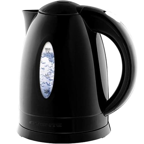 Best Electric Kettles for Tea #10 from OVENTE OVENTE Electric Kettle, 1.7L Fast Boiling Water Heater for Coffee or Tea, BPA Free with Water Level Gauge, Auto Shut-Off, Boil-Dry Protection, Indicator Light and Removable Filter, Black KP72B