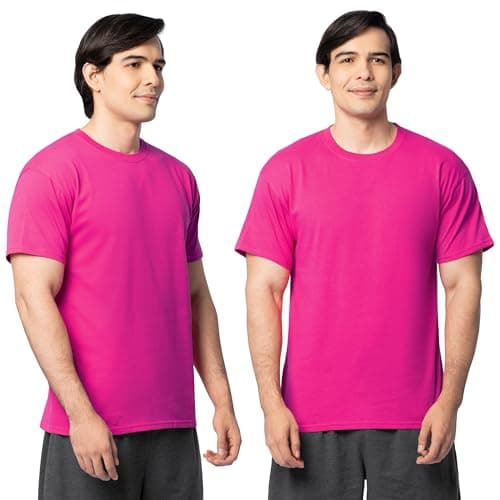 Best Pink T-Shirts for Men #9 from Fruit of the Loom Fruit Of The Loom Mens Eversoft Cotton Shirts, Breathable & Moisture Wicking With Odor Control, Sizes S-4x, Crew - 2 Pack - Cyber Pink, XX-Large US
