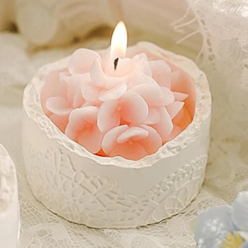 Best Pink Candles #10 from HUTIP Pink Hydrangea Flower Scented Candle - Decorative Lace Cup Candle, Romantic Floral Candle Gift, Home Fragrance Decor, Valentine's Day Birthday Gifts for Women Mom Wife