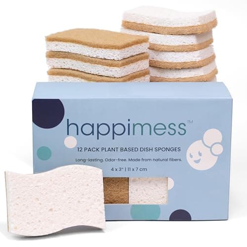 Best Cleaning Supplies #1 from happimess happimess WPE2000A-12SET Natural Plant Based Non-Scratch Sisal Hemp/Cellulose Scrubbing Dish Sponge, Cleaning Sponge for Dishes, Bathroom, Household, Beige/White (Set of 12)