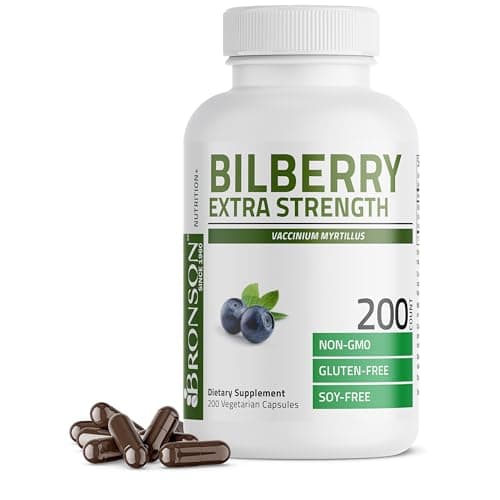 Best Bilberry Supplements #3 from Bronson Bronson Bilberry Extra Strength Vaccinium Myrtillus, Promotes Eye Health and Supports Healthy Vision - Non GMO, 200 Vegetarian Capsules