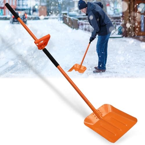 Best Snow Shovels #4 from ABtool Snow Shovel for Driveway, Ergonomic Snow Shovel for Removing Snow & Ice with 70in Long Adjustable Handle, Heavy Duty 13inch Wide Blade Metal Shovel for Car, Outdoor, Emergency