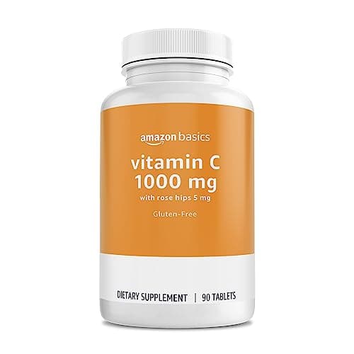 Best Vitamin C Supplements #4 from Amazon Basics Amazon Basics - Vitamin C, 1000 mg with Rose Hips 5mg, 90 tablets (1 per serving), Gluten Free