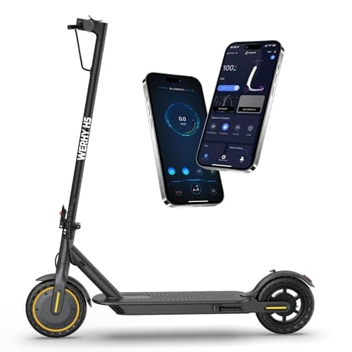 Best Electric Scooters #6 from WERHY Electric Scooter with 350W Brushless Motor, 19 MPH Max Speed, 15 Miles Range, 8.5" Solid Tire, 3 Speed Modes, Cruise Control, Portable Commuter Escooter with APP, Dual Brake & E-Lock