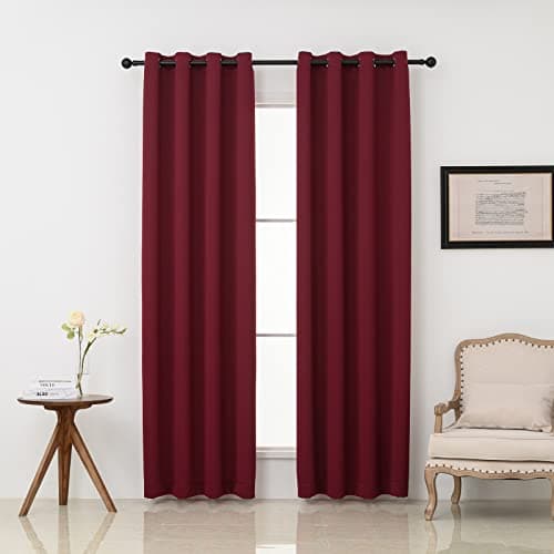 Best Red Window Curtains #9 from Pickluc Pickluc Burgundy Blackout Curtains with Grommet 84 Inches Long 2 Panels, Light Blocking Window Drapes for Living Room, Thermal Insulated, Noise Reduction, Privacy Protection, 52" Wide x 84" Length