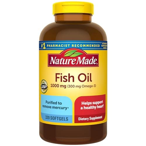Best Fish Oil Capsules #10 from Nature Made Nature Made Fish Oil Omega 3 Supplements, 1000mg Softgels, Omega 3 Fish Oil for Healthy Heart Support, 320 Softgels, 160 Day Supply