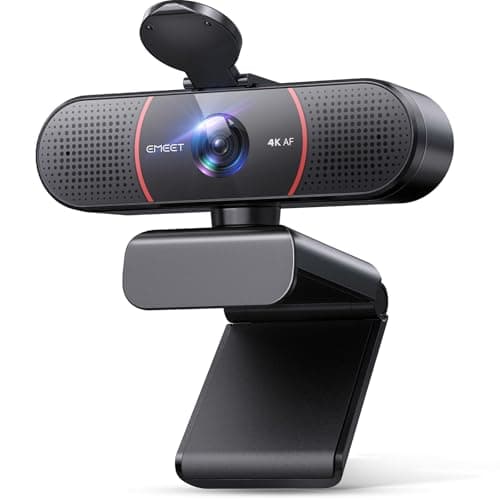 Best Webcams #2 from EMEET EMEET C960 4K Webcam for PC, 4K UHD Sony Sensor, PDAF Auto Focus, Dual AI Noise-Cancelling Mics, Auto Light Correction, 73° FOV, Plug&Play Webcam w/Privacy Cover, Works w/Zoom/Teams/Skype/Google Meet