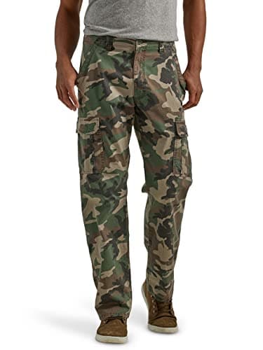 Best Hunting Clothes for Men #4 from Wrangler Authentics Relaxed Fit Stretch Cargo Pant, Green Brown Camo, 34W x 30L