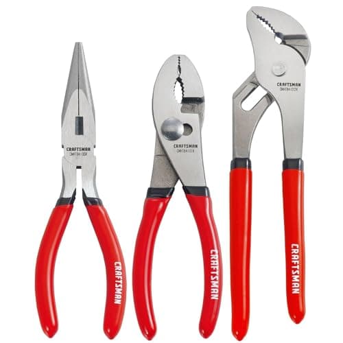 Best Pliers #7 from CRAFTSMAN CRAFTSMAN Pliers Set, 3 Piece Set, 6 Inch Long Nose, 6 Inch Slip Joint, 8 Inch Groove Joint (CMHT84103R)