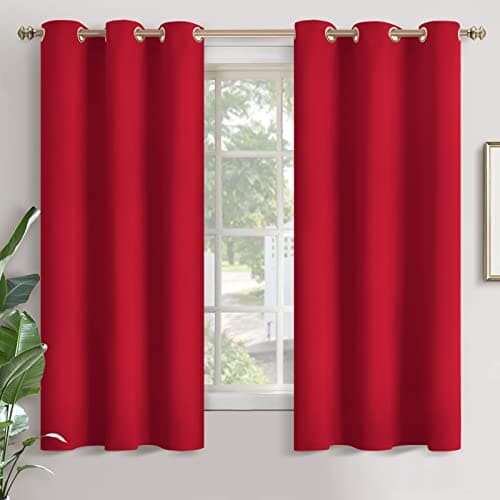 Best Red Window Curtains #1 from YoungsTex YoungsTex Red Blackout Curtains 63 Inch Length for Bedroom - Grommet Room Darkening Window Drapes Thermal Insulated for Christmas Living Room, 2 Panels, 42 x 63 Inch