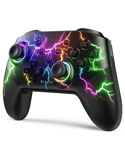 Best Wireless Controllers #1 from VOYEE VOYEE Switch Controllers Compatible with Switch/Lite/OLED/PC Windows, 1000mAh Programmable RGB Lightning LED, Wireless Pro Controller with One Key Pairing/Wake Up/Turbo/Vibration