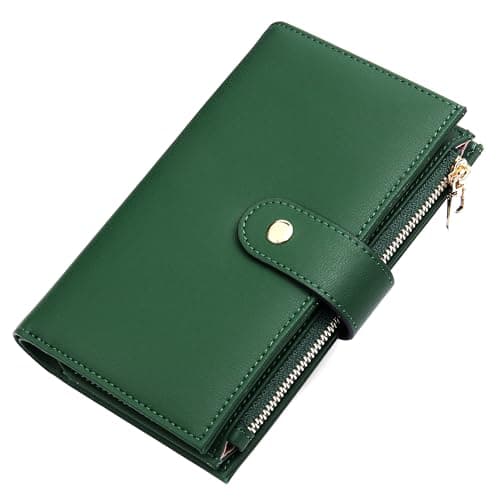 Best Green Wallets #6 from yiijay yiijay Womens Wallet RFID Blocking Leather Trifold Clutch Wallet Credit Card Holder Ladies Travel Wallet Purse with Pen Holder