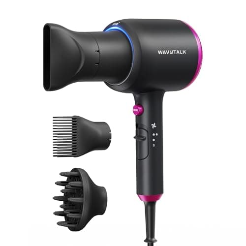 Best Diffuser Dryers #7 from wavytalk Wavytalk Hair Dryer with Diffuser, Blown Away Ionic Hair Dryer for Curly Hair with Comb, 1875W Fast Drying Blow Dryer with Ceramic Technology, 3 Attachments for All Hair Types, Light and Quiet, Black