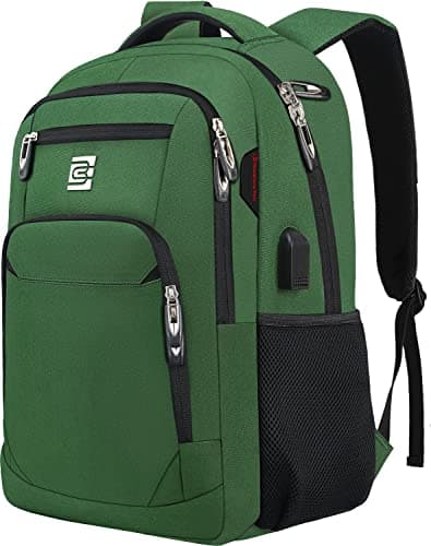 Best Green Backpacks #4 from Volher Laptop Backpack,Business Travel Anti Theft Slim Durable Laptops Backpack with USB Charging Port,Water Resistant College Computer Bag for Women & Men Fits 15.6 Inch Laptop and Notebook-Green