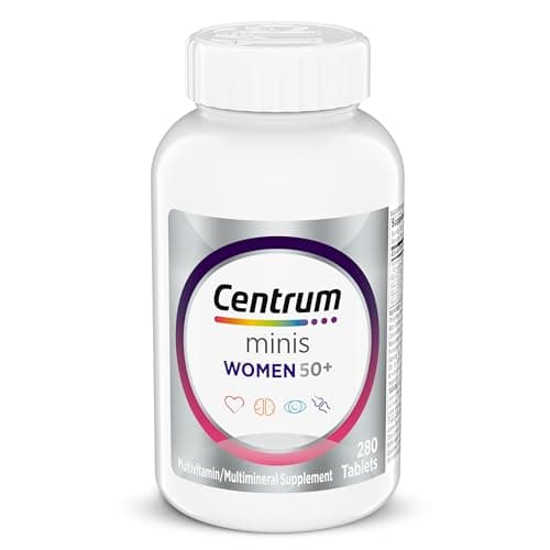 Best Multivitamins for Women #10 from Centrum Centrum Minis Silver Women's Multivitamin for Women 50 Plus, Multimineral Supplement with Vitamin D3, B Vitamins, Non-GMO Ingredients, Supports Memory and Cognition in Older Adults - 280 Ct