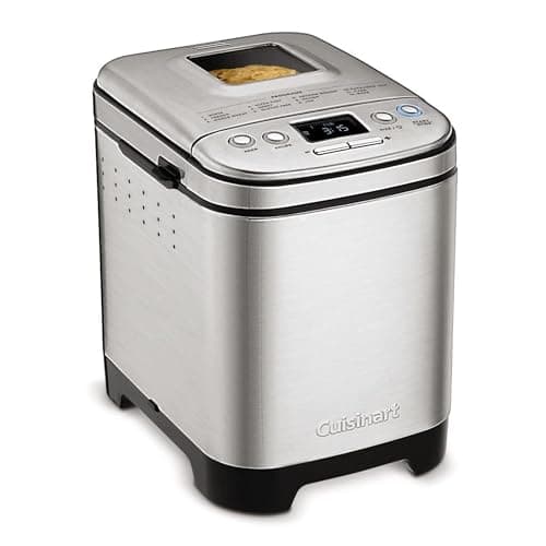 Best Bread Maker Machines with Timer #2 from Cuisinart Cuisinart Bread Maker Machine, Stainless Steel Automatic Bread Machine with 12 Menu Options, 3 Loaf Sizes up to 2 Lb., 3 Crust Colors, Removable Nonstick Baking Pan & Kneading Paddle, CBK-110NAS