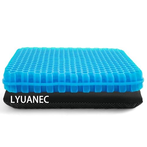 Best Gel Seat Cushions #2 from LYUANEC Gel Seat Cushion for Long Sitting - 16.5" x 14.5" x 2.4" (Extra Thick&Soft) Gel Cushion for People Over 185 lbs, Pressure Relief Cushion for Office Chair, Egg Cushions for Wheelchair, Gel Pad for Car