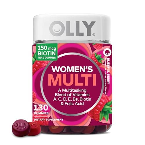 Best Multivitamins for Women #7 from OLLY OLLY Women's Daily Multivitamin Gummy, Vitamins A, D, C, E, Biotin, Folic Acid, Adult Chewable Vitamin, Berry Flavor, 65 Day Supply - 130 Count