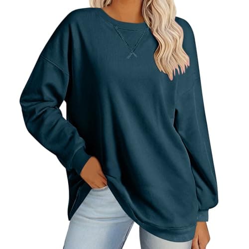 Best Pink Hoodies for Women #8 from SMIDOW SMIDOW Oversized Crewneck Sweatshirt For Women Fall Fashion 2024 Casual Loose Soft Pullover Tops Long Sleeve y2k Clothes oversized crew neck sweatshirt Blue 2X