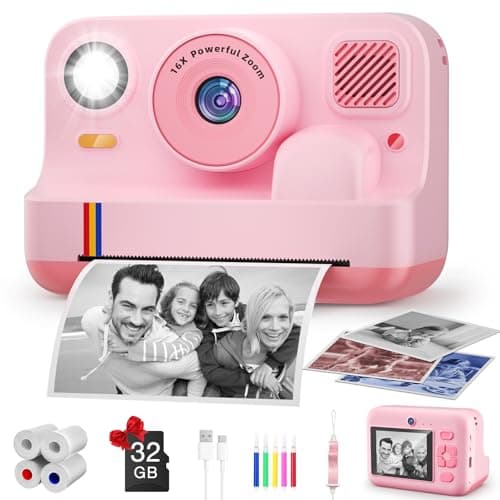 Best Instant Print Cameras for Kids #5 from Cowilax Instant Print Camera for Kids, App Printing, 1080P Video, Dual-Lens Selfie Digital Camera with 32G SD, Christmas Birthday Gifts for Girls Boys 4 5 6 7 8 9 10 11 12 Year Old, Portable Toddler Toy