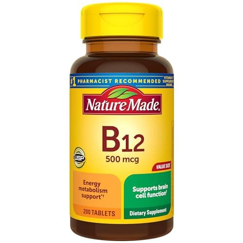 Best Vitamins B12 #4 from Nature Made Nature Made Vitamin B12 500 mcg, Dietary Supplement for Energy Metabolism Support, B12 Vitamins 500 mcg, 200 Tablets, 200 Day Supply