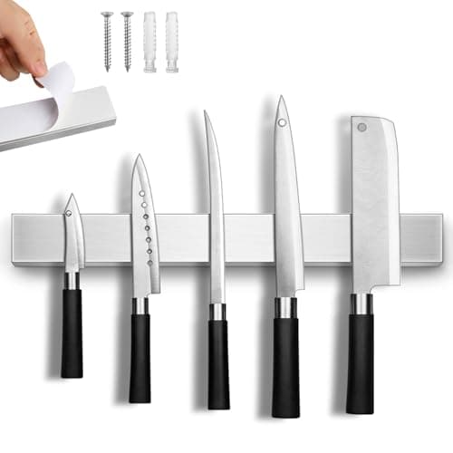 Best Magnetic Knife Holders #8 from HEREOF Magnetic Knife Holder for Wall, No Drilling Magnetic Knife Strip Adhesive Knife Holder Magnet Knife Bar, Wall Mount Knife Rack Block Metal Tool Holder for Utensils RV Kitchen Organization, 10 Inch