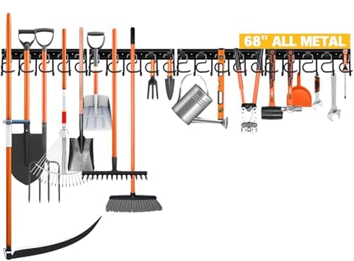 Best Garden Tool Organizers #4 from ELEAD ELEAD 68'' All Metal Adjustable Garden Tool Organizer: Garage Tool Organizer Wall Mount with Black Hooks, Garage Organizers and Storage, Tool Hangers for Shed